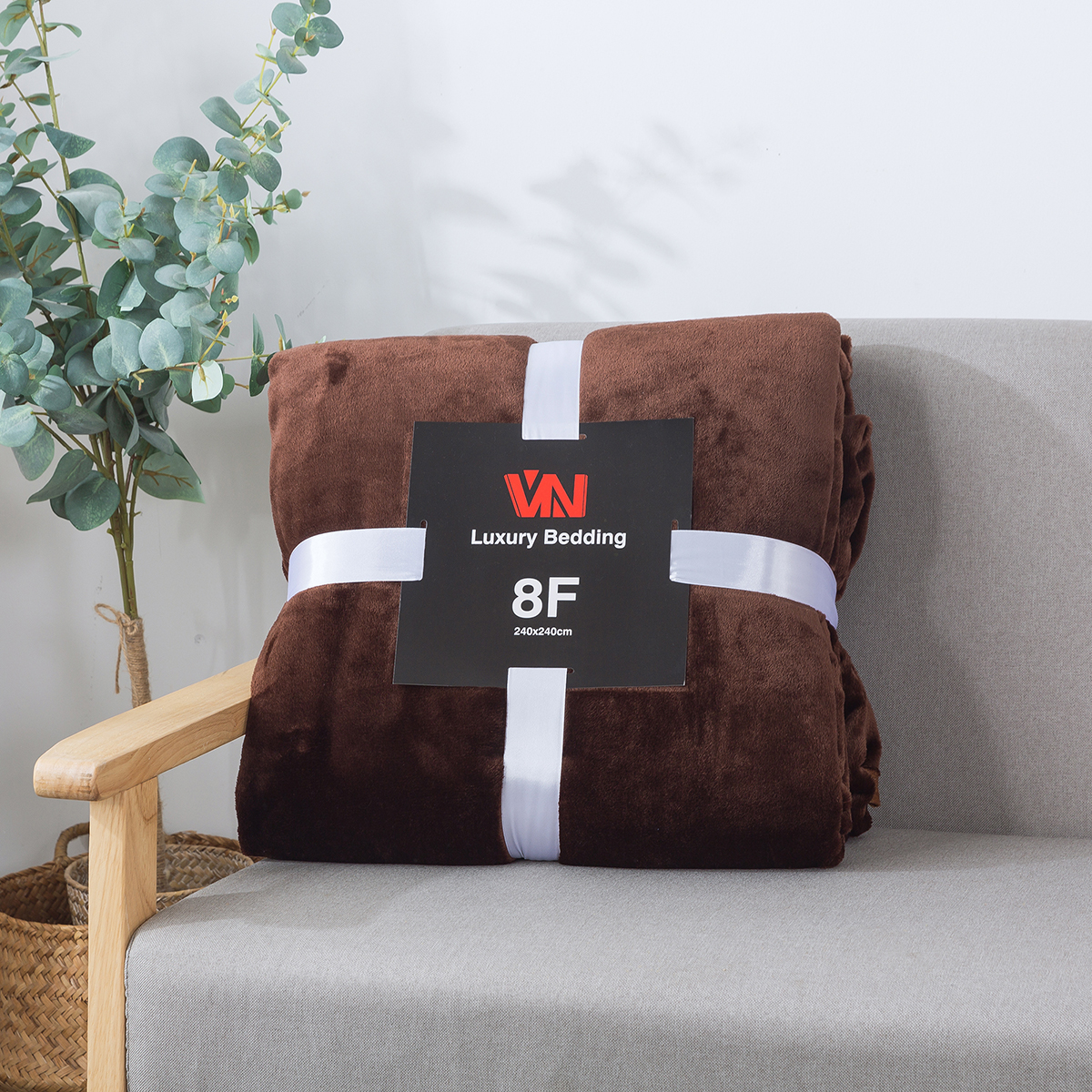 ผ้าห่มนาโน 8 ฟุตพรีเมี่ยมของแท้งานป้าย VN (12ผืนคละสี)