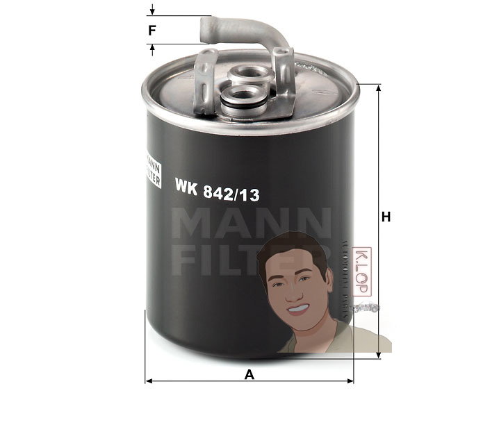WK842/13 กรองโซล่า BENZ VITO I /108,110,112CDI เครื่องยนต์ OM611,OM668 (MANN-FILTER***งานพรีเมี่ยมแท้นำเข้ายุโรป) Dimensions(mm.) A=87 F=10 H=105