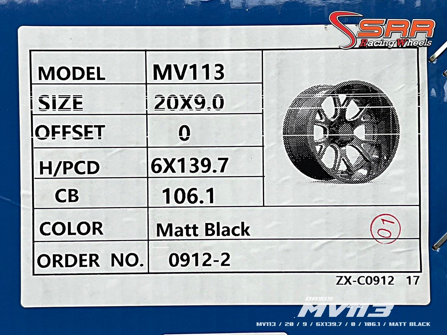 OASIS MV113 ขอบ20 กว้าง 9นิ้ว 6x139.7 ET0 MATT BLACK ราคาพิเศษ
