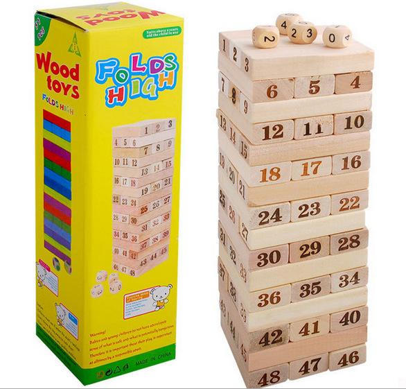 เกมบล็อกไม้ / ตึกถล่ม พร้อมลูกเต๋า 48 ชิ้น