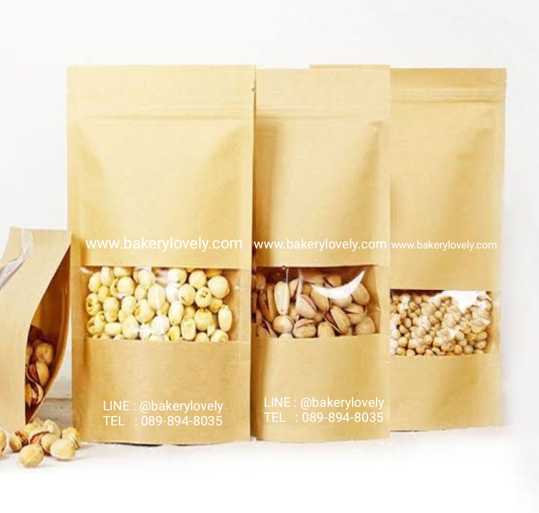 ถุงกระดาษซิป มีหน้าต่าง สีขาว