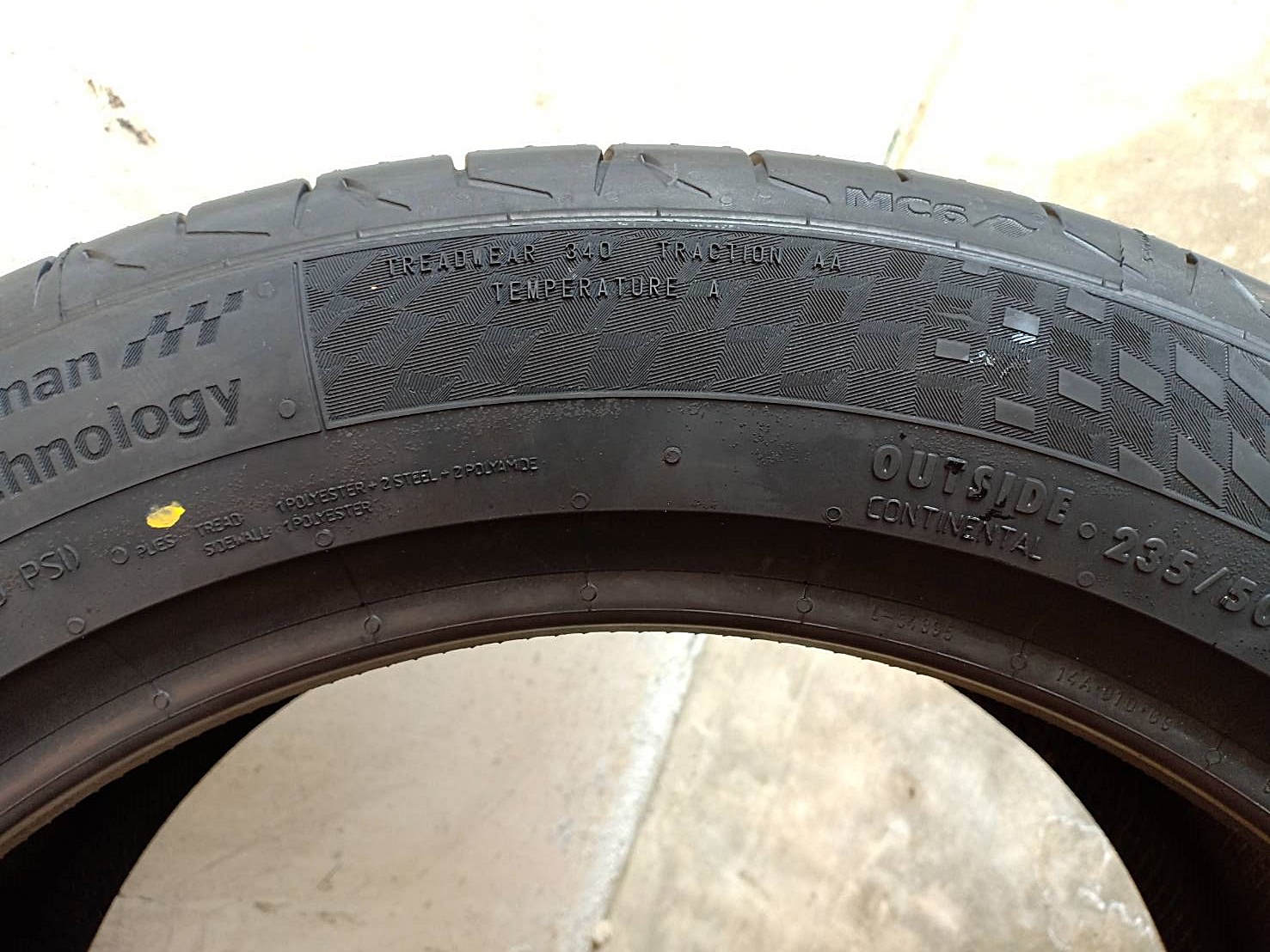 CONTINENTAL MC6 235/50R18 ยางปี19 ราคาเส้นละ 4,750 บาท