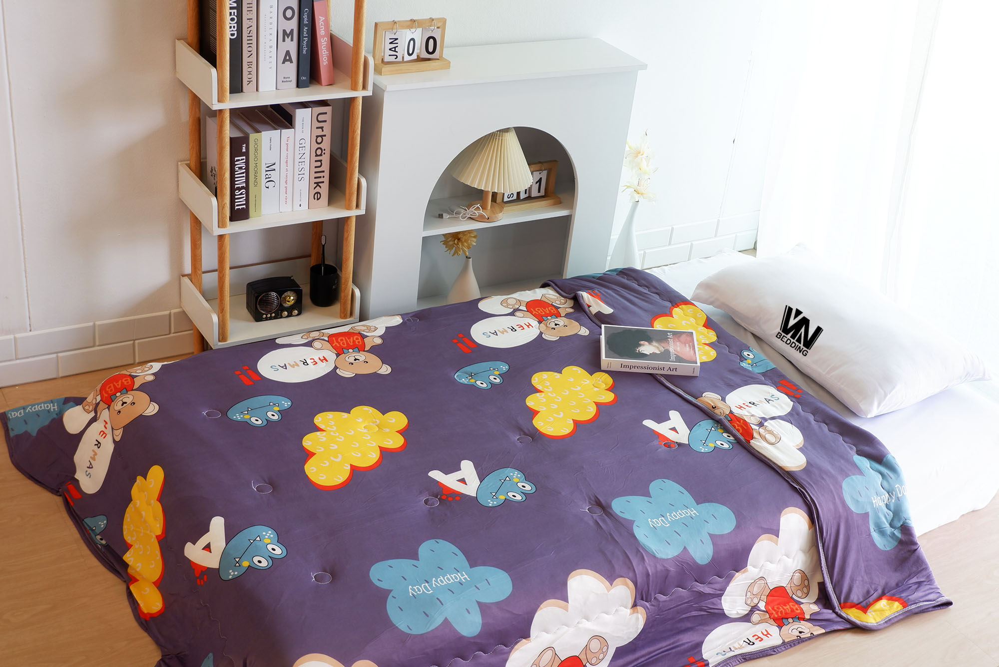 ผ้านวมใยไหมน้ำแร่ 7 ฟุต (คละลาย 12 ผืน)