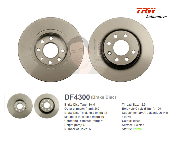 DF4300 จานเบรค-ดรัมเบรค(TRW) VOLVO 460 (DF4300 แทน DF2564) ปี1986-1996 F S