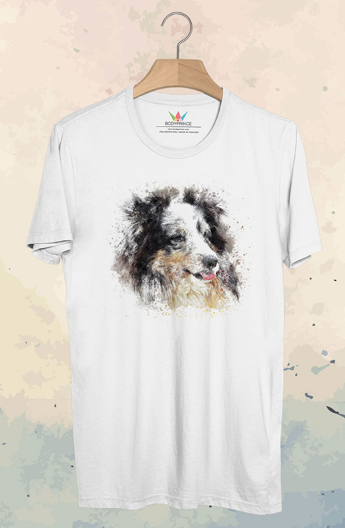 BP33 เสื้อยืด เชดแลนด์ชิพด๊อกสีน้ำ