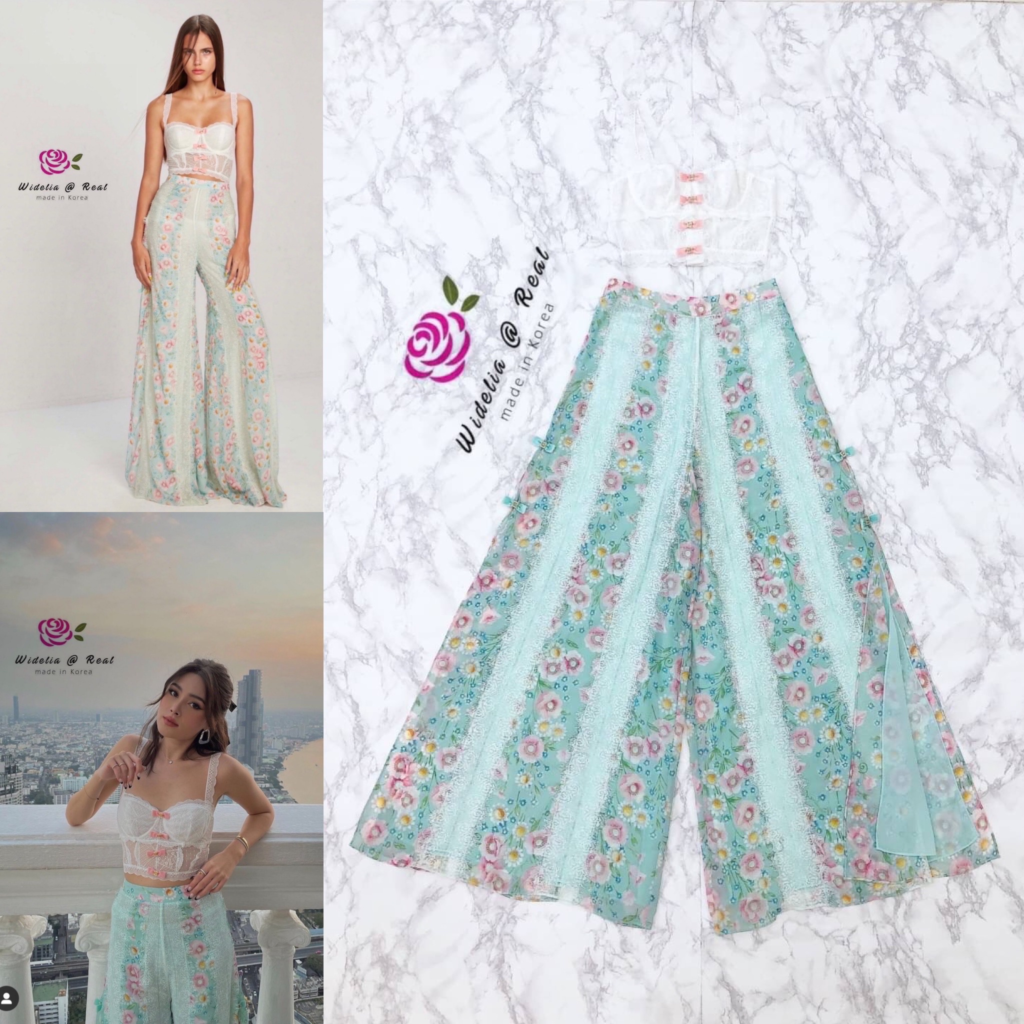 Landmee Set Top & Pant เซ็ทเสื้อครอปสายเดี่ยวกับกางเกงขาบานแสนสวย