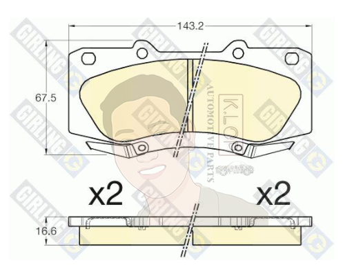 6135349 ผ้าเบรกหน้า Girling แท้ F.PAD, VIGO CHAMP 4WD '12,FORTUNER 2.8 4WD'16, REVO 4x4 ตอนเดียว (คุณภาพดีมาตรฐาน การันตีโดยเครอปอะไหล่ยนต์)