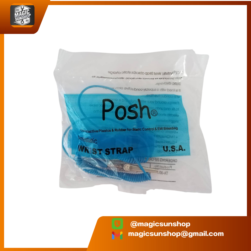 Posh ESD Anti Static Wrist Strap สายรัดข้อมือป้องกันไฟฟ้าสถิตย์แบบมีสาย Blue