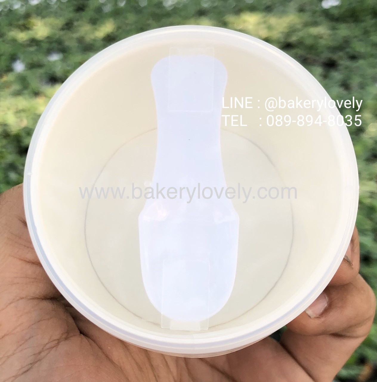 ถ้วยกระดาษ 4 ออนซ์ สีขาว + ฝาใส ติดแท่งตักไอศกรีม