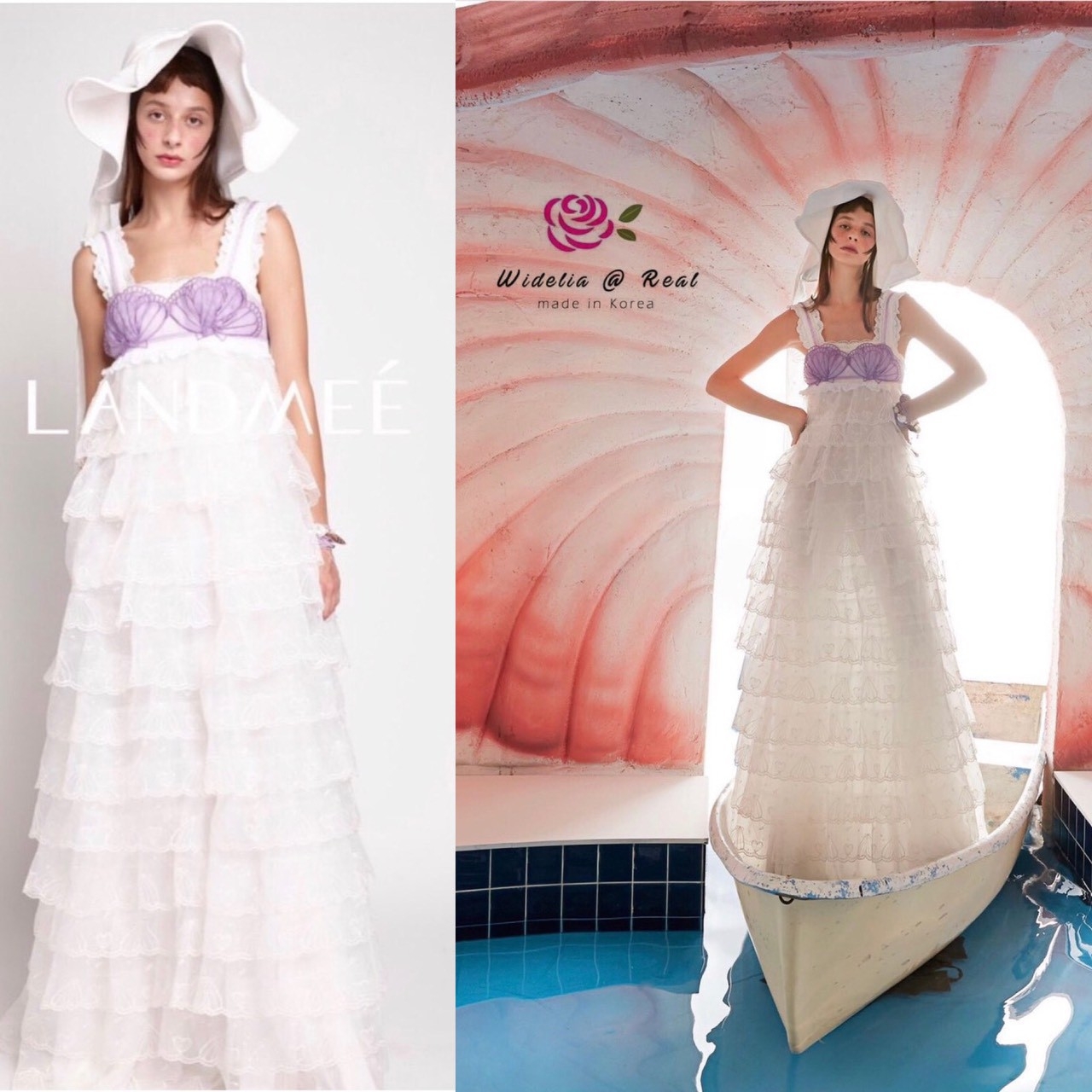 Landmee Set เซ็ทงานปักทั้งตัว(เดรส+เสื้อในเปลือกหอย)