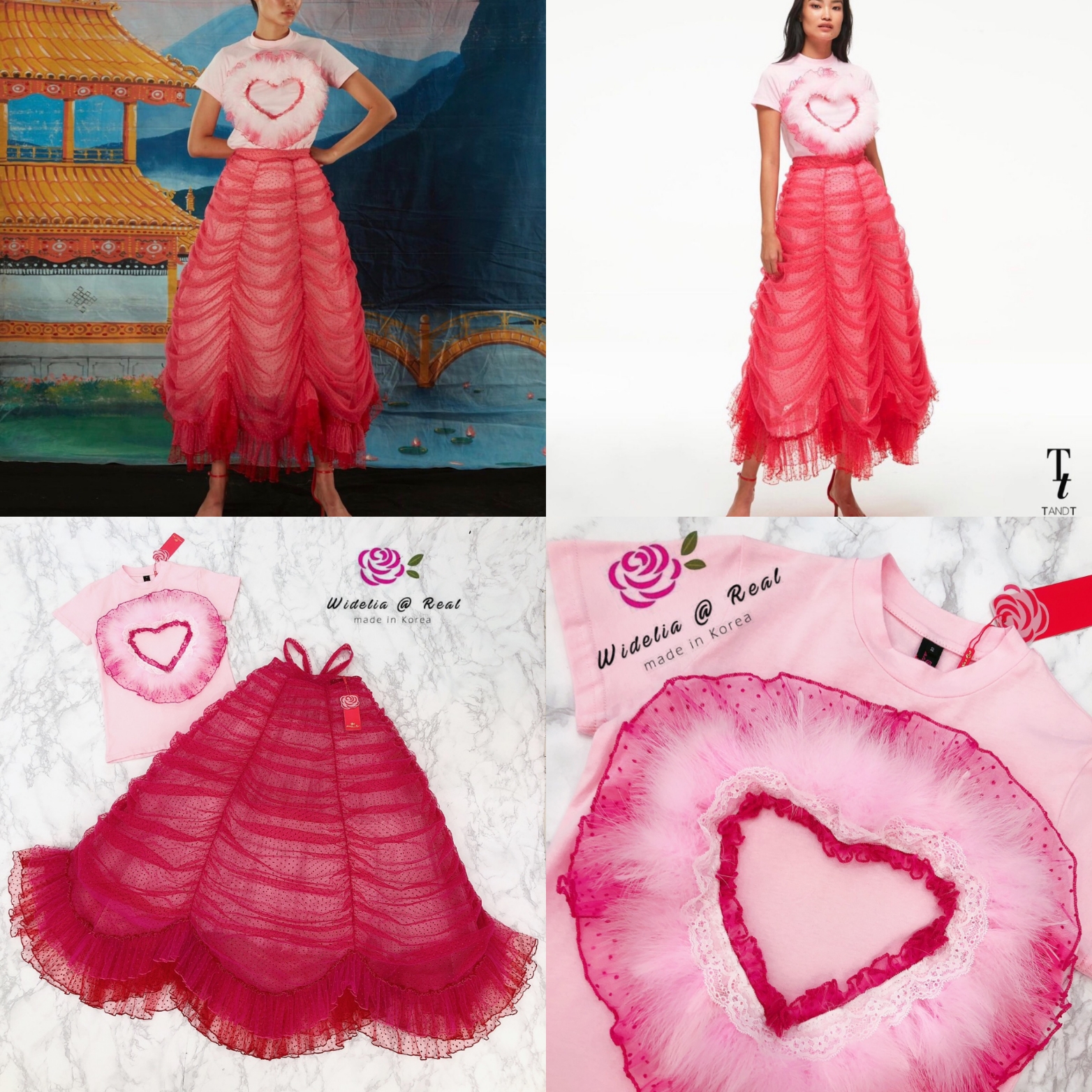 TandT Set Top&Skirt เซ็ทเสื้อยืดหัวใจกับกระโปรงยาวแสนสวย