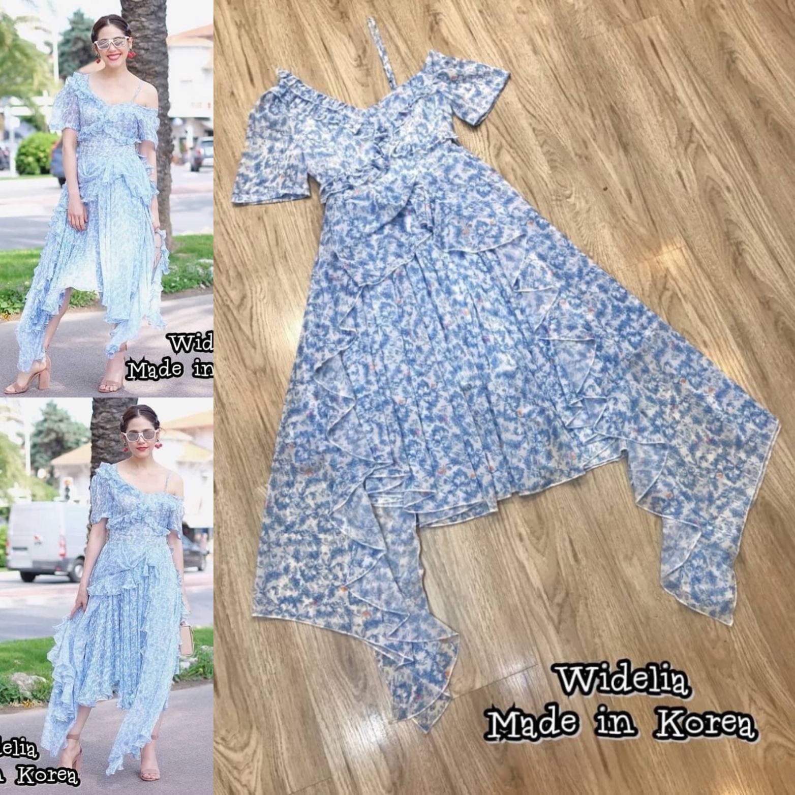 Bergazzi Dress:: เดรสไหล่เฉียงแขนสั้น แขนอีกข้างเป็นสายเดี่ยวปล่อยแขนทิ้งตัว