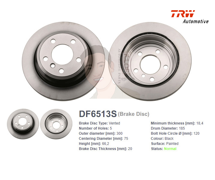 DF6513S จานเบรค-ดรัมเบรค(TRW) BMW 3 (F30,F31,F34,F80), 4 (F33,F83) ปี2011> R V