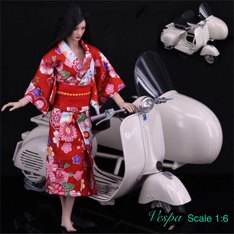 Vespa พ่วงข้าง โมเดลรถมอเตอร์ไซด์เหล็ก เวสป้า scale 1:6 (ปลีก-ส่ง)