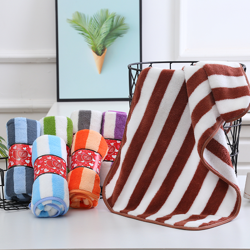 ผ้าเช็ดผมขนเป็ดลายริ้ว รุ่นพิเศษหนานุ่ม (1โหล)