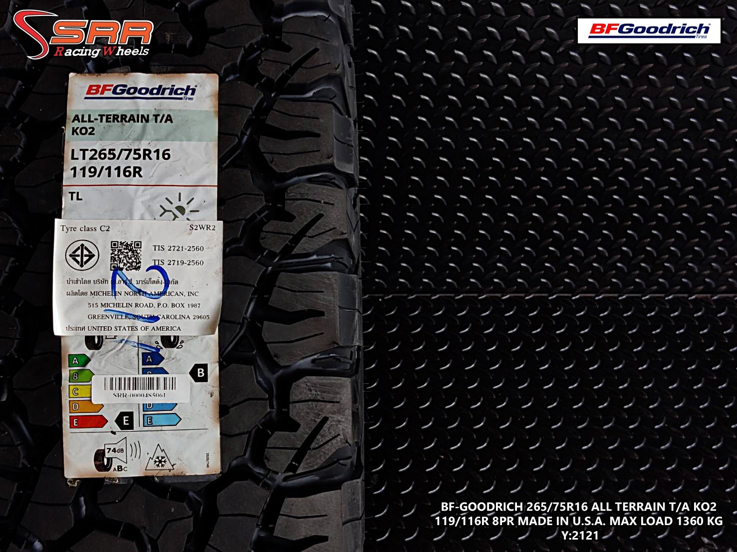 BFGoodrich All Terrain T/A KO2 265/75R16 ยางใหม่ปี2021 U.S.A.