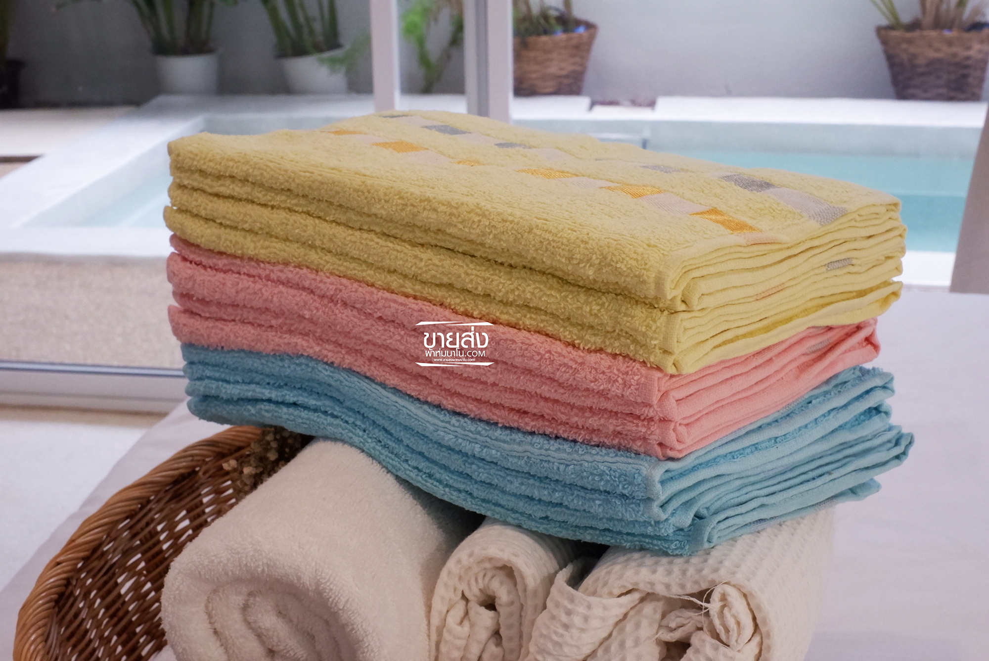 ผ้าเช็ดผม COTTON ขนาด30*70cm 1 โหล