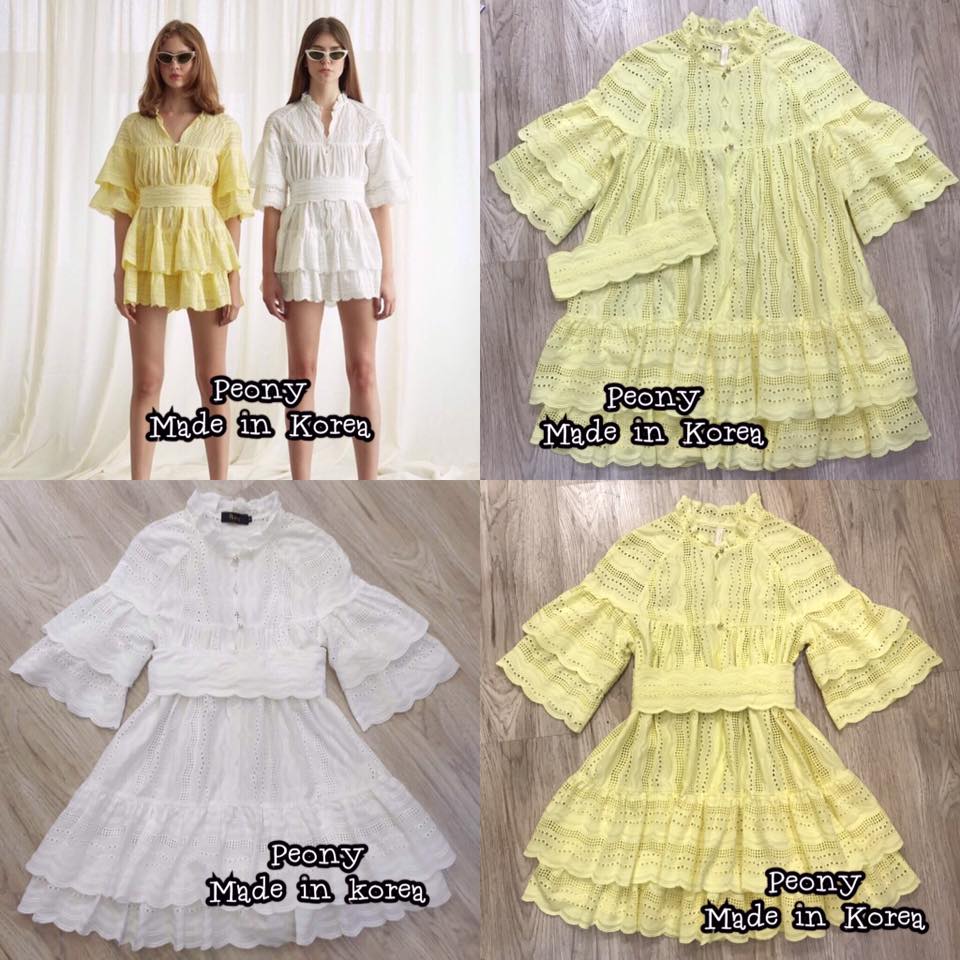 *พร้อมส่ง*Landmee' Dress :: เดรสลูกไม้แขนศอกตัวสวยปัง ด้วนการใช้ผ้าลูกไม้ฉลุยลายสวย