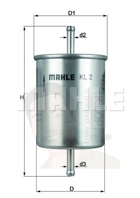 KL 2 กรองเชื้อเพลิง VW Caravelle 2.0/2.5/2.8 T4, Passat, A4, A6 ยี่ห้อ MAHLE
