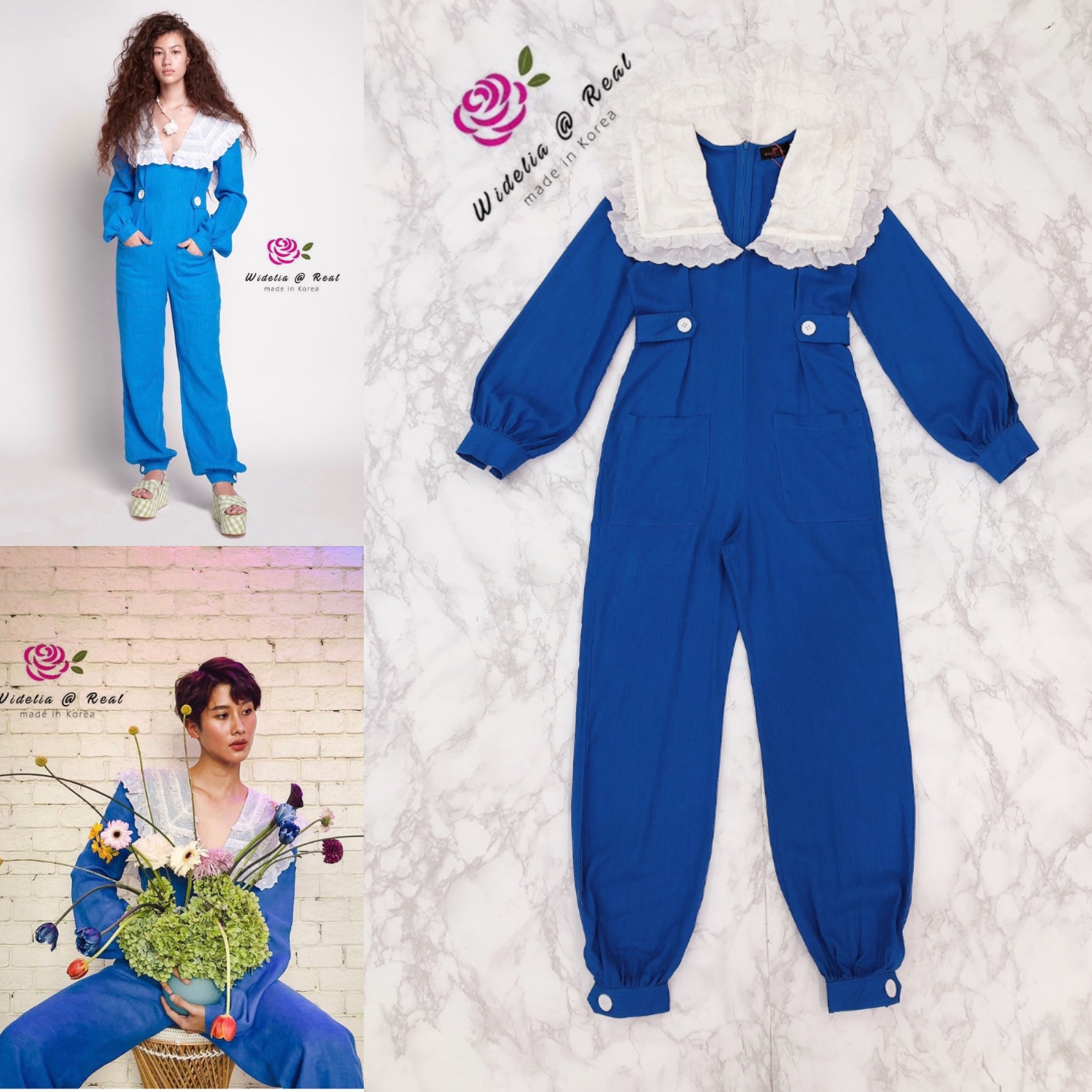 Landmee Jumpsuit จั้มสูทขายาวแขนยาว ตัวนี้สีน้ำเงินน่ารักมากๆ