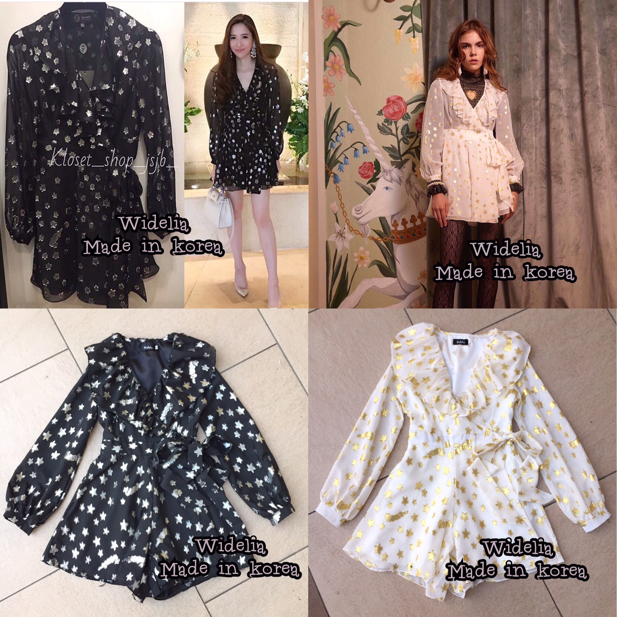 *พร้อมส่ง*SRS Jumpsuit :: จั้มสูทตัวสวยเก๋ ด้วยการใช้ผ้าเรียบแต่มีการทอดิ้นสีเงิน สีทองเป็นรูปดาว