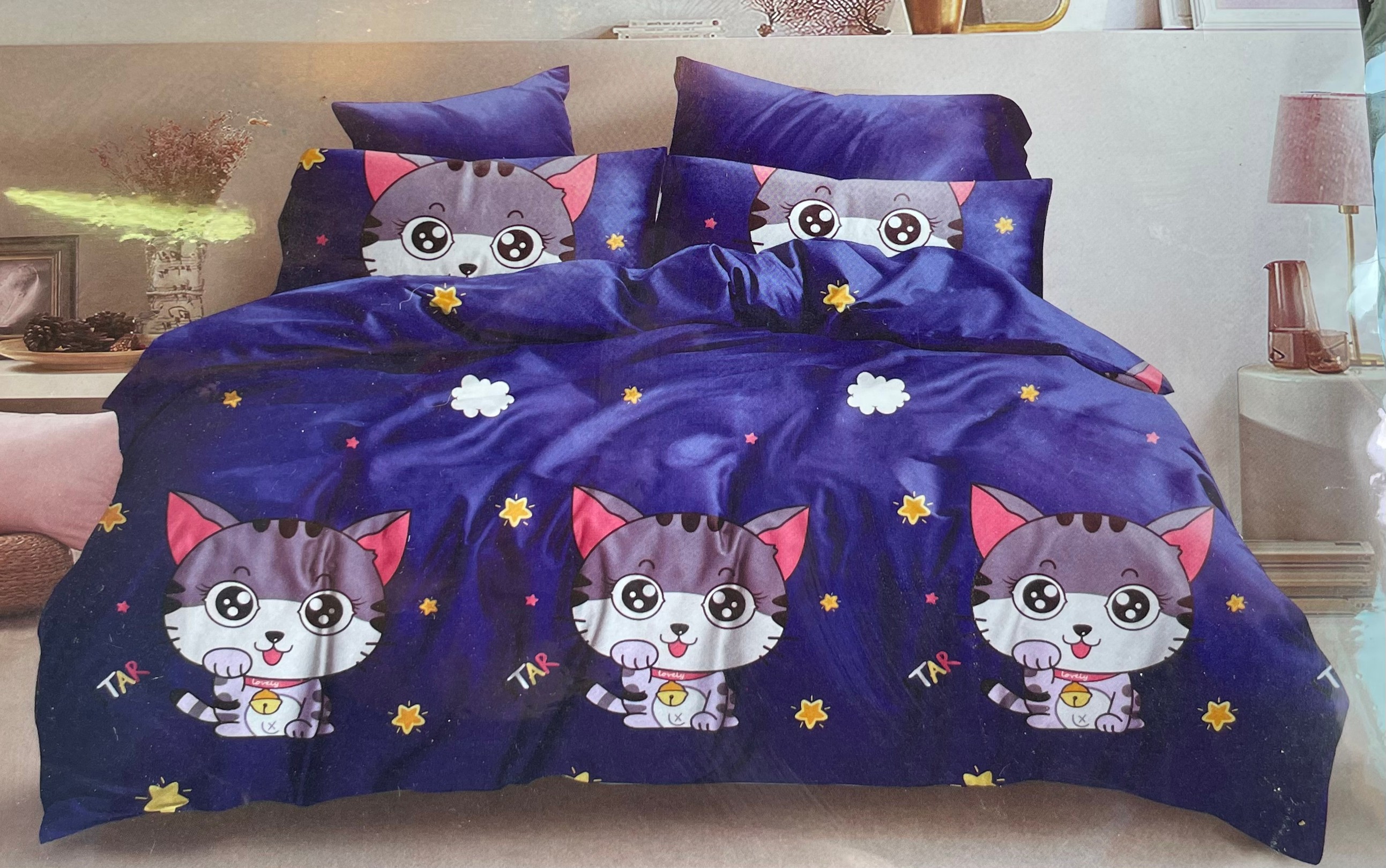 ชุดนวมลายการ์ตูน 6 ฟุต #มียางรัดมุม 360 องศา งานพรีเมี่ยม(เกรด AA) ( 6ชุดคละลาย)