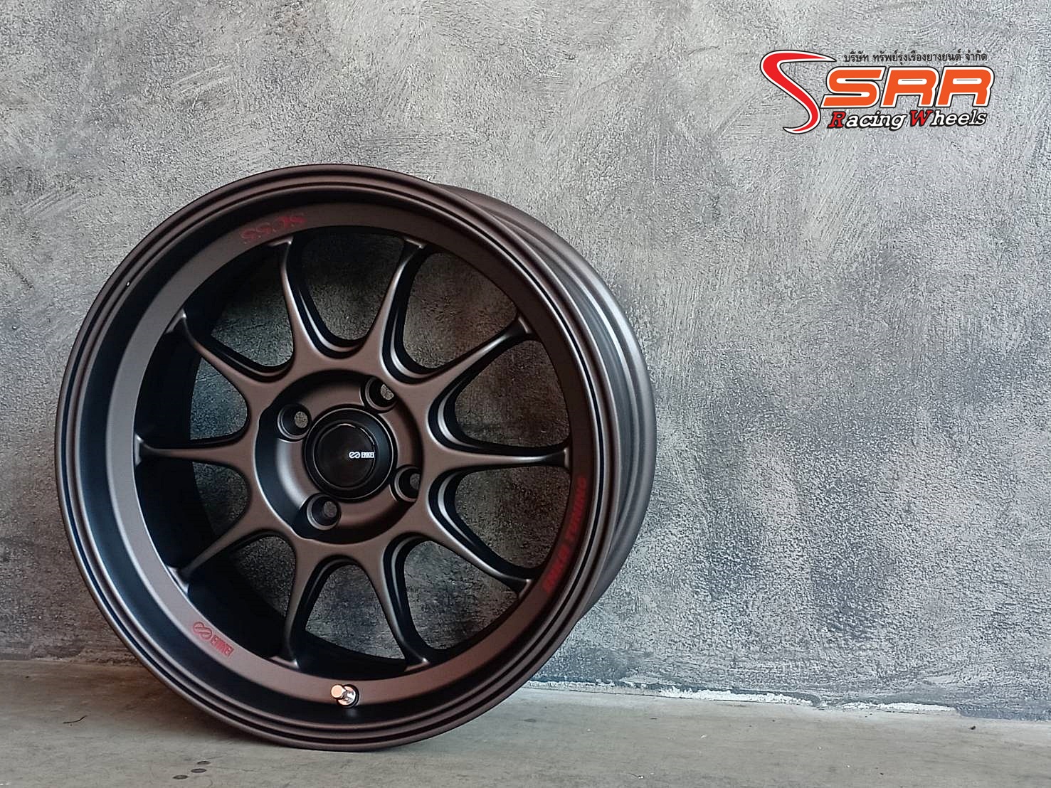 ENKEI TUNING SC55 ขอบ15 ET28 4x100 สีเทาตัวหนังสือแดง