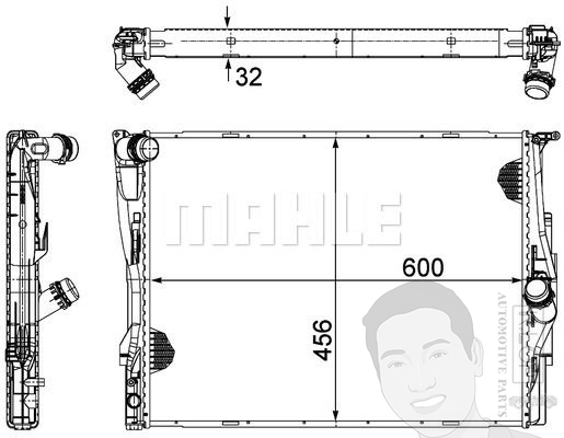 หม้อน้ำ BMW 3(E90) 325i,330i / X1(E84) / Z4(E89) <รุ่น 2 ท่อ่> ยี่ห้อ (MAHLE)