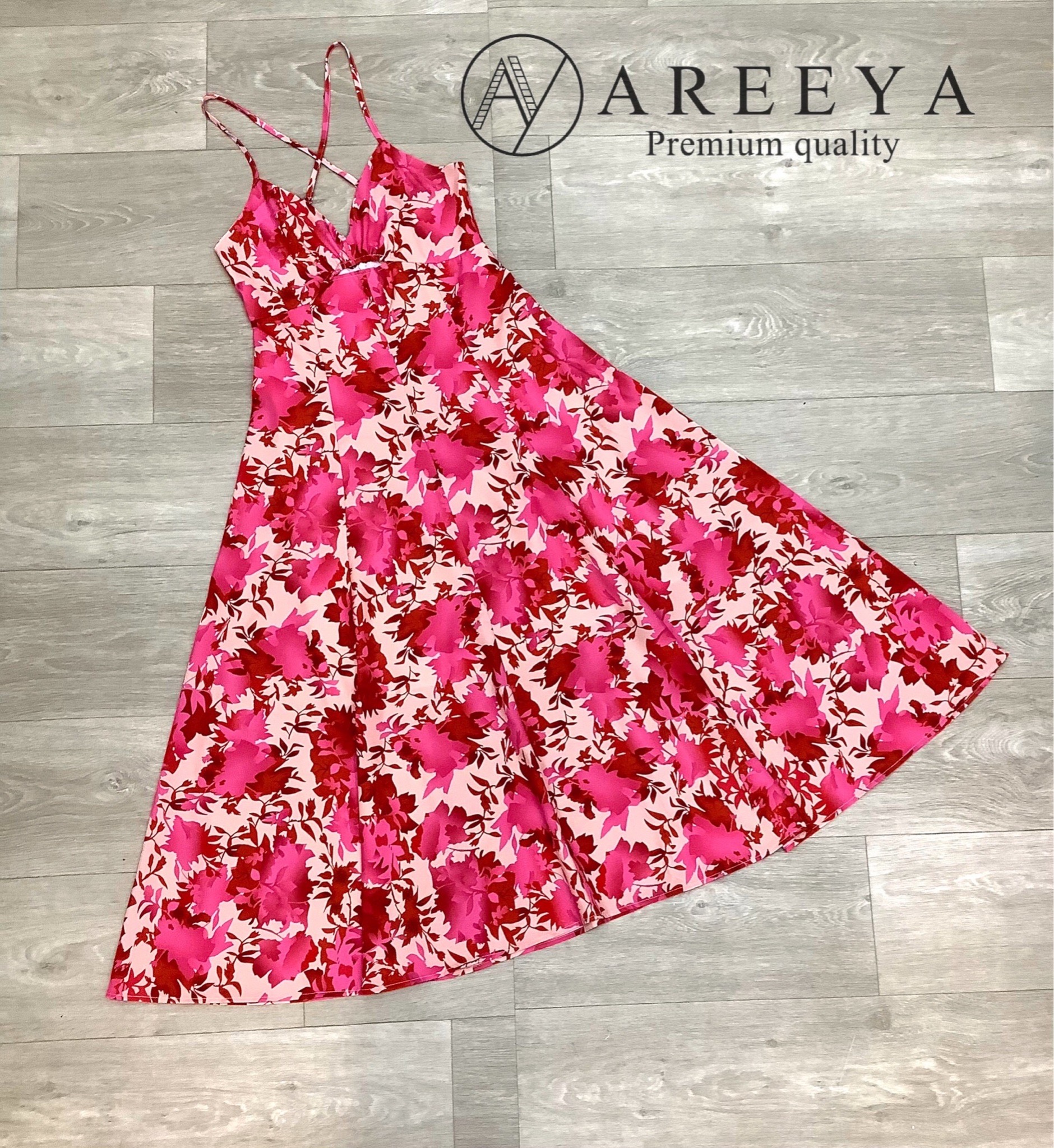 W567 Pink floral maxi dress