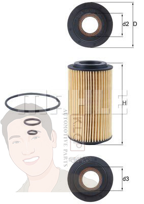 OX 153D3 กรองน้ำมันเครื่อง BENZ OM611 OM646 ดีเซล / W202 W204 W210 W211 ยี่ห้อ MAHLE