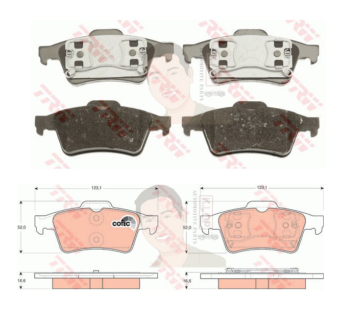 GDB1469 ผ้าเบรค-หลัง(TRW) (เนื้อผ้า COTEC) SAAB 9-3 Sport 2.0 '02-03