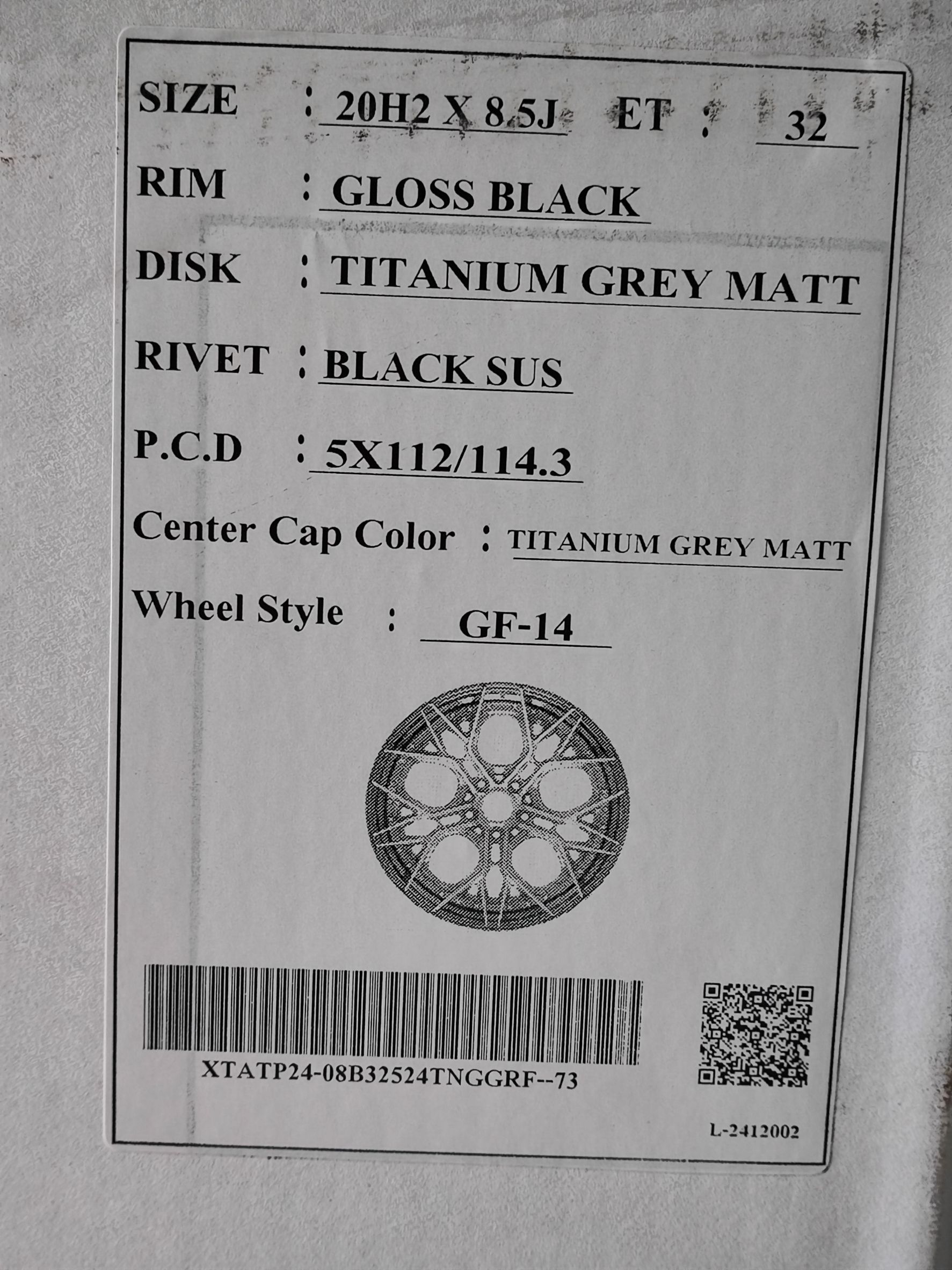 G-FORGED GF14 ขอบ20 5x112/114.3 TITANIUM มีสินค้าพร้อมติดตั้ง