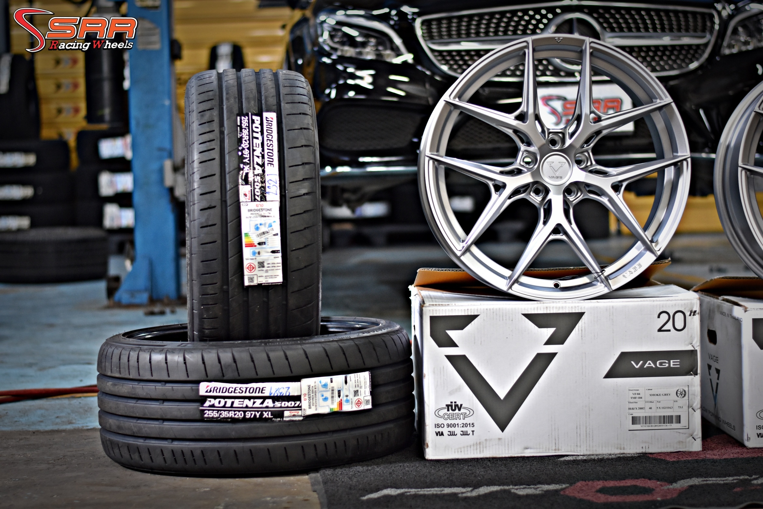 VAGE VF-04 ขอบ20 หน้า8.5 หลัง10 5H112/114.3 SMOKE GREY มีจำหน่ายที่ร้านSRR