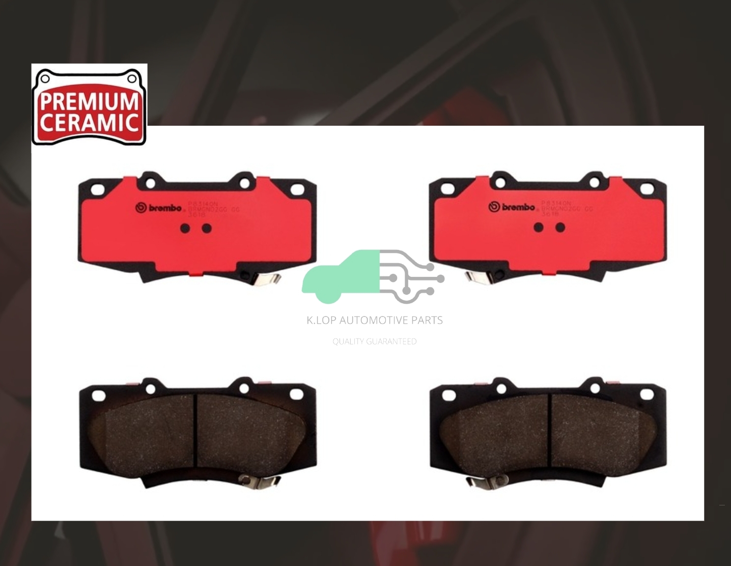 P83 140N ผ้าเบรกหน้า (แท้ BREMBO รุ่น Ceramic) HILUX VIGO CHAMP 4x2 Prerunner 4x4 (2.5 2.7 3.0)/HILUX REVO 4x4 (Standard Cab) (2.8)