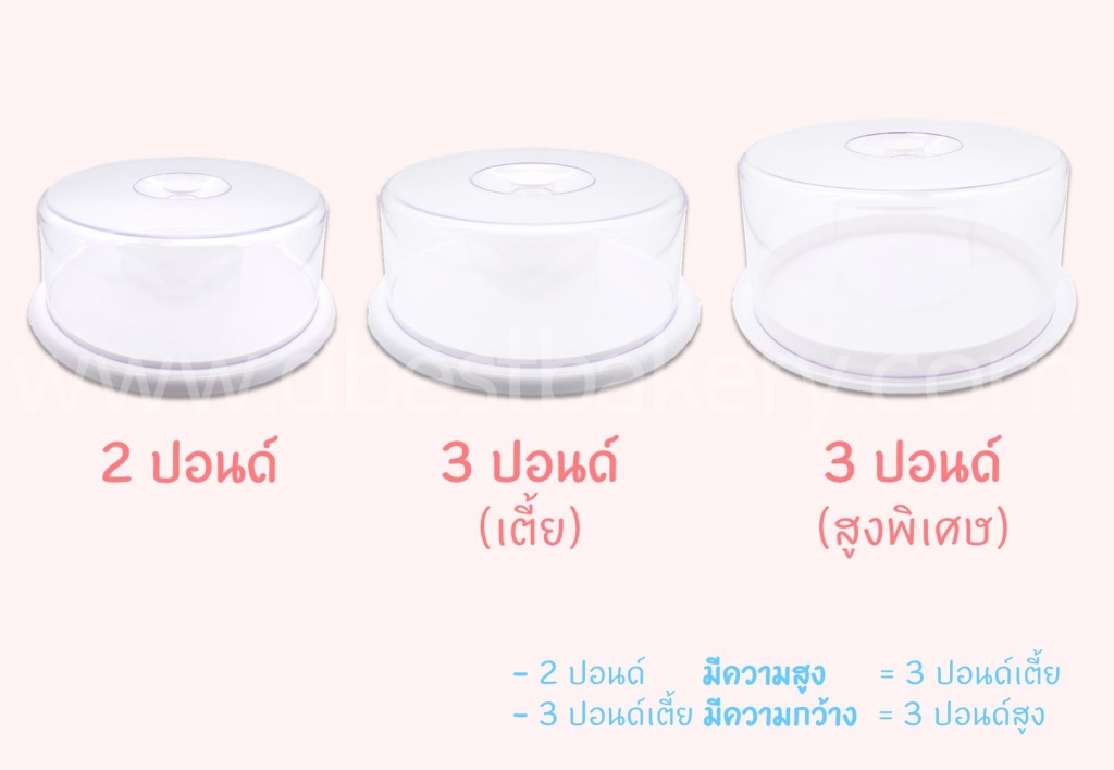 Cake tray 421 ถาดโชว์เค้กกลม ฐานสีขาวฝาใส 2 ปอนด์