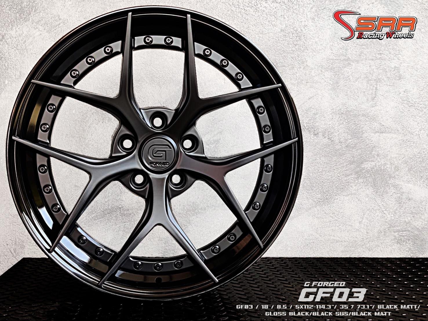 G-FORGED GF03 ล้อแท้ 2ชิ้น ขอบ18 5x112/114.3 BLACK MATT