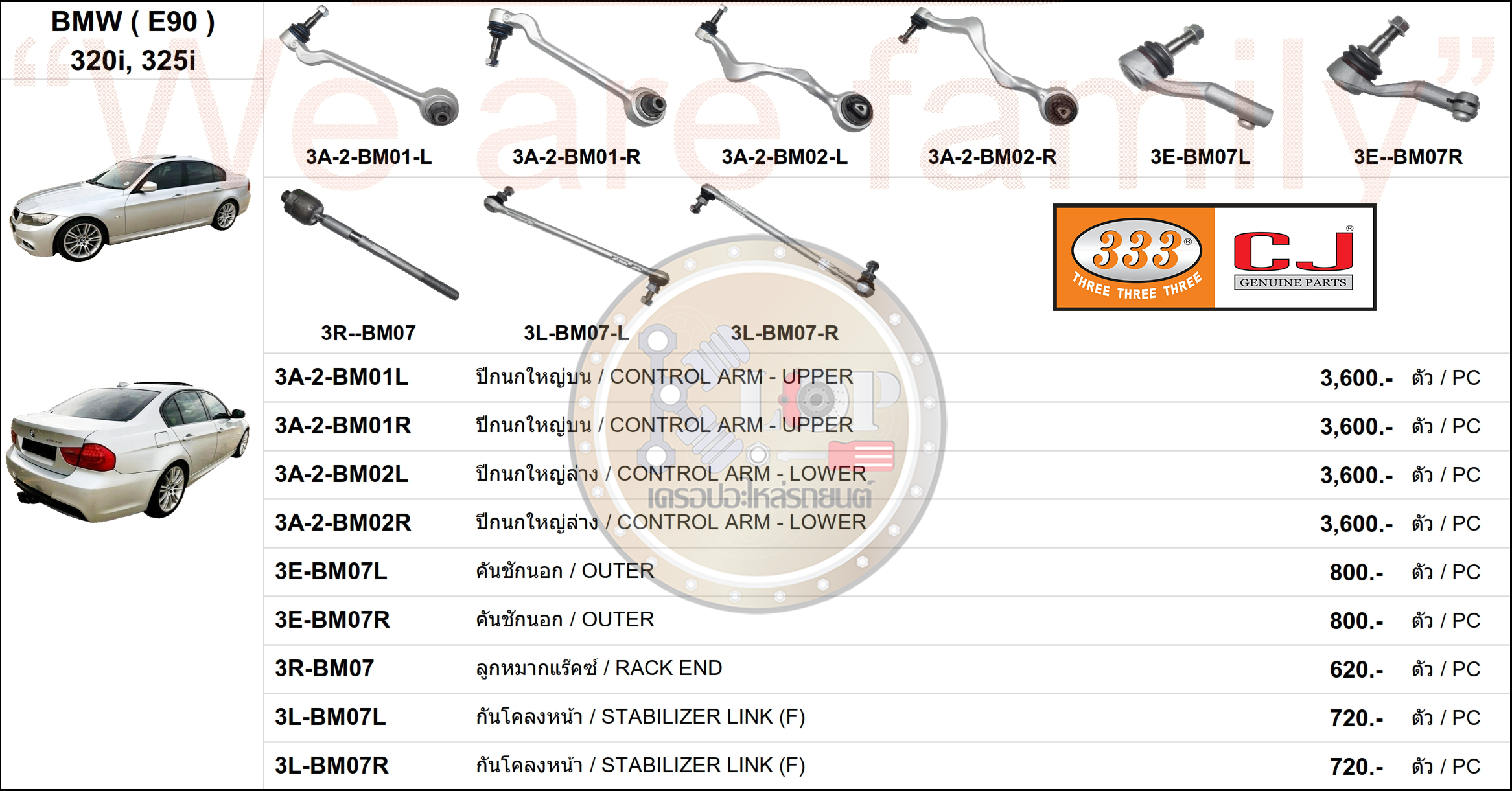 ชุดลูกหมาก (333&CJ) BMW (E90) 320i,325i