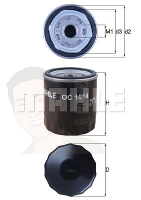 OC 1014 กรองน้ำมันเครื่อง VOLVO B4184 B4204 / S40 S60 2.0 T5, V60 XC60 ยี่ห้อ MAHLE