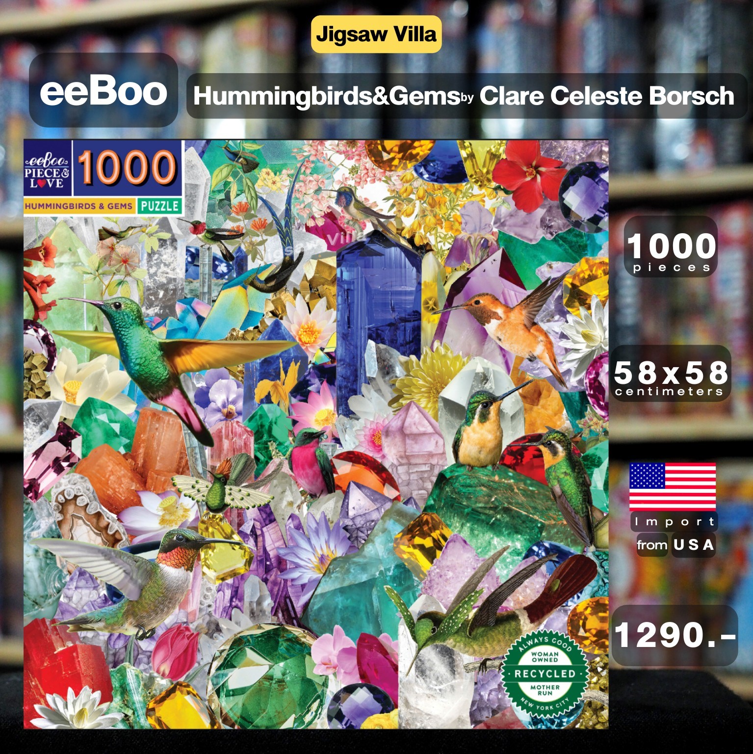 eeBoo - Hummingbirds & Gems By Clare Celeste Borsch 1000 pcs.