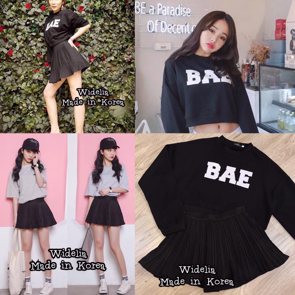 *พร้อมส่ง*Style Korea Set :: เสื้อแขนยาวแนวสป๊อตกับกระโปรงจับพลีทเล็กๆ แสนน่ารัก