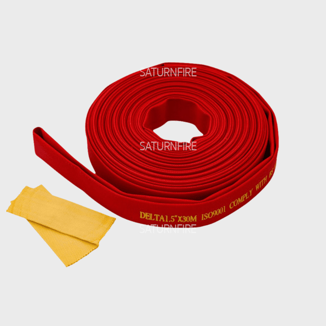 สายดับเพลิง ผ้าใบสังเคราะห์ สีแดง polyester, DELTA (1.5"x20m, Alu1.5")