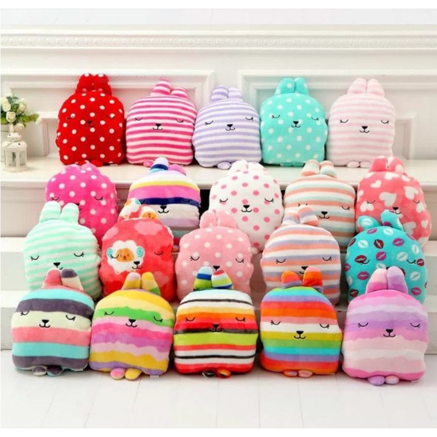 หมอนผ้าห่ม คราฟ Craftholic มีสายสะพาย ซุกมือได้ (10ตัวคละสี)