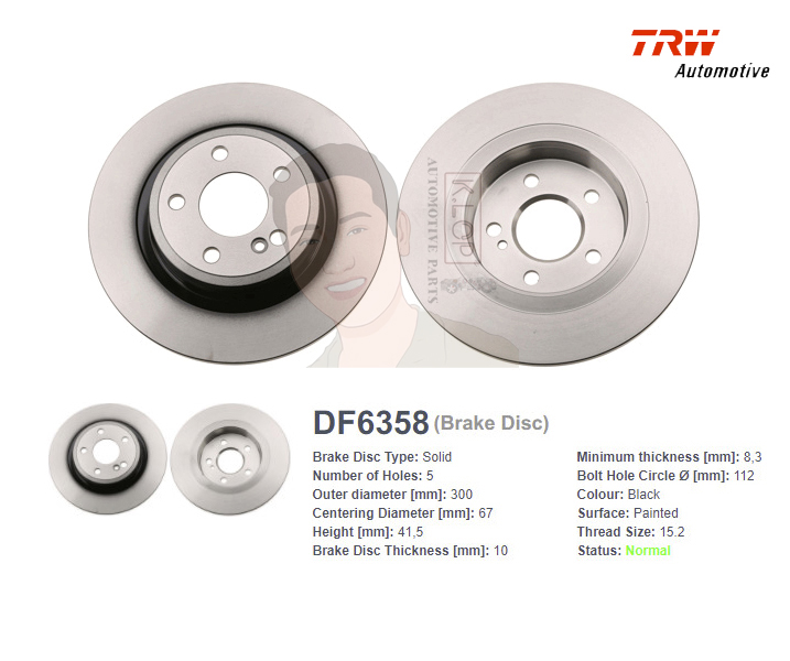 DF6358 จานเบรค-ดรัมเบรค(TRW) BENZ R172 SLK250,350 ปี2011- R S