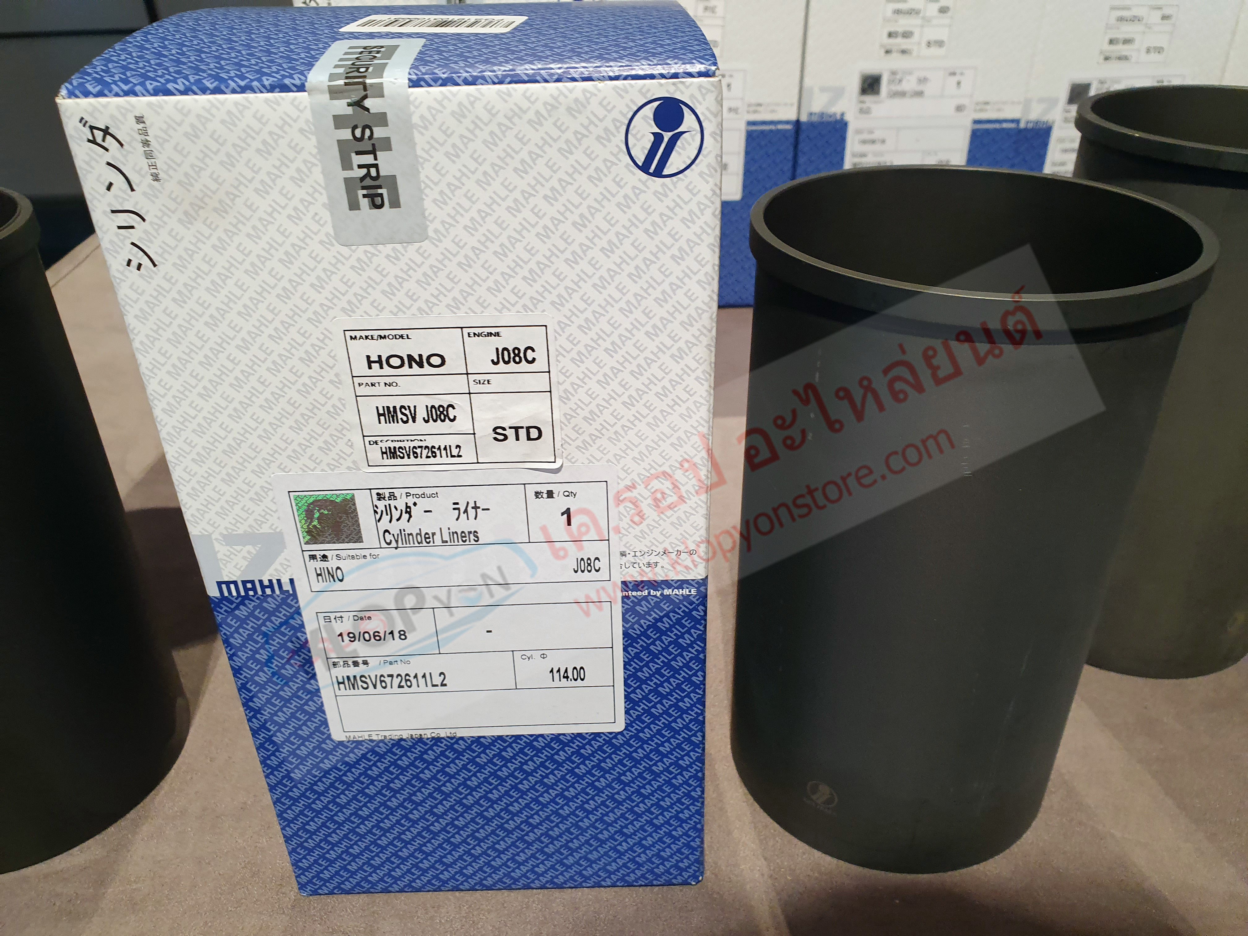 รหัสสินค้า HMSV J08C ปลอกสูบ(MAHLE IZUMI) Hino J08C ไม่มีบ่า หลัง 117 BORE 114.0 มม.