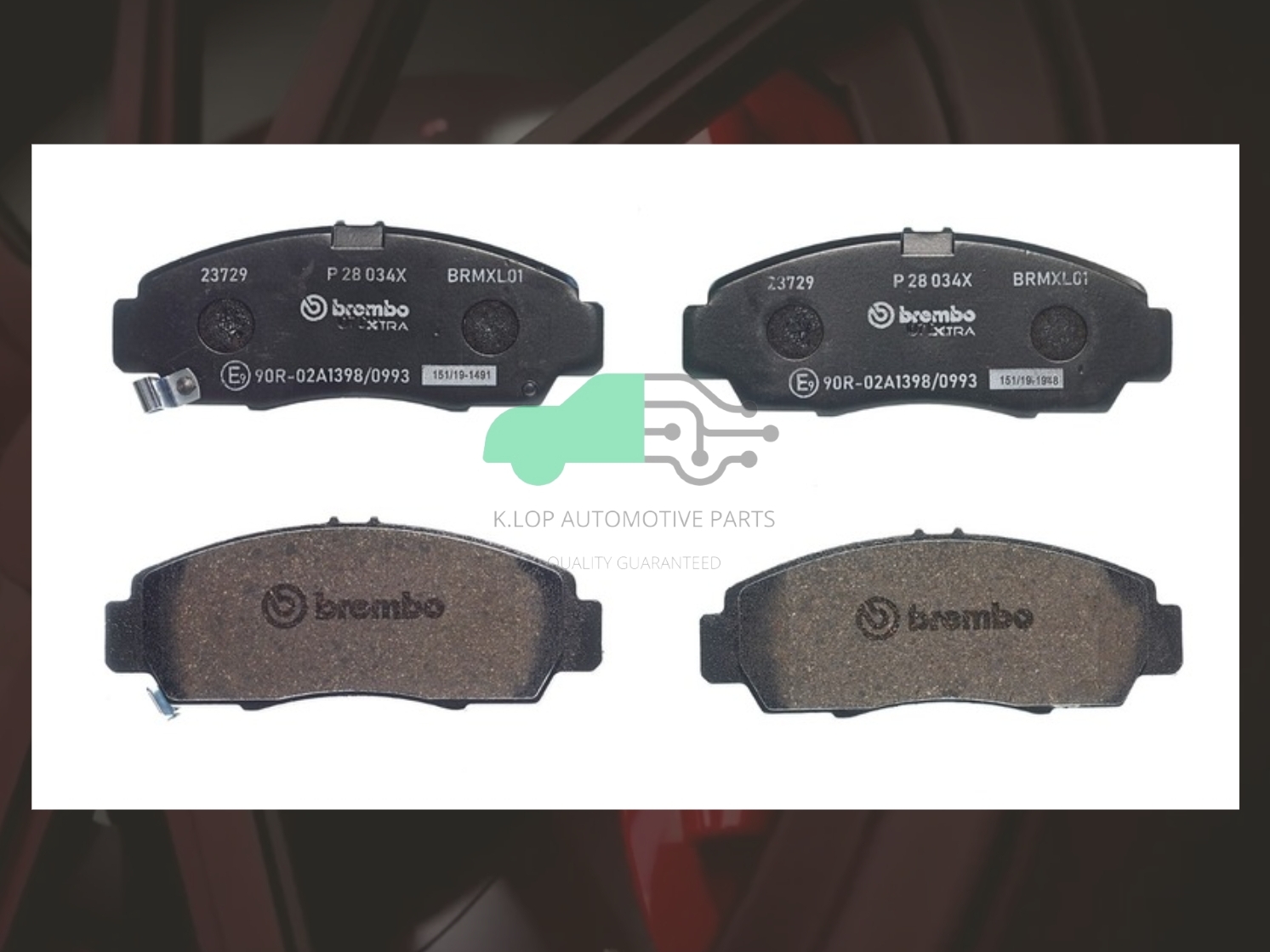 P28 034X ผ้าเบรกหน้า (แท้ BREMBO รุ่น Xtra) CIVIC FD (2.0 VTEC), FB (1.8 2.0 VTEC)/ ACCORD Gen7 (2.0 2.4 3.0) /ACCORD Gen8 (2.4 3.0)/BR-V/STREAM (2.0)/STEPWAGON (2.0)