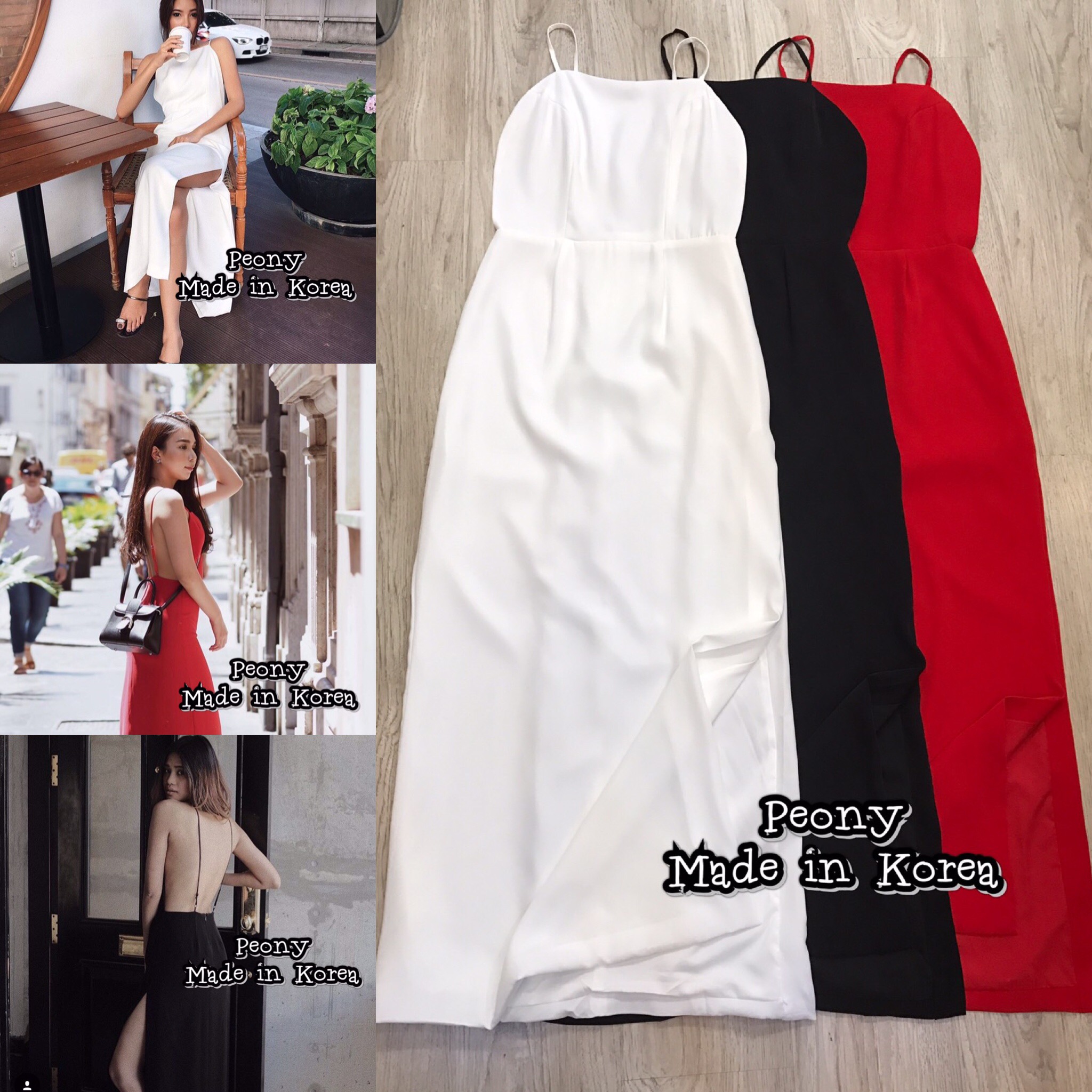 *พร้อมส่ง*Korea Style Dress :: เดรสสายเดี่ยวตัวเรียบเก๋