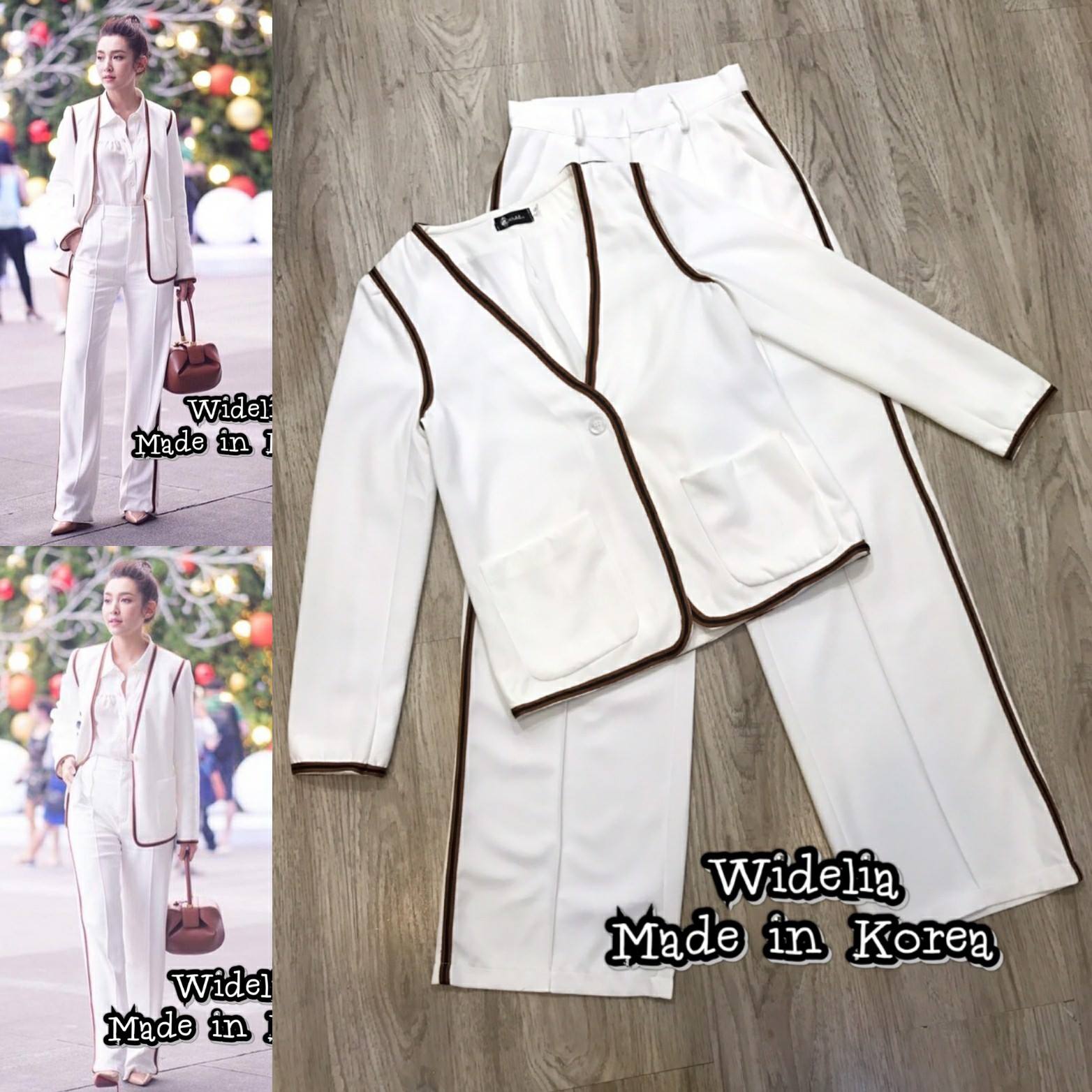 *พร้อมส่ง*Chole' Set :: เสื้อสูทสุดชิค เรียบๆเน้นคัตติ้งกุ้นขอบเดินแถบแดง