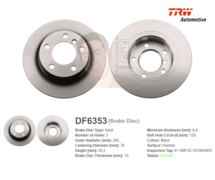 DF6353S จานเบรค-ดรัมเบรค(TRW) MINI Mini COUNTRYMAN R60 ปี2012-2016 R S