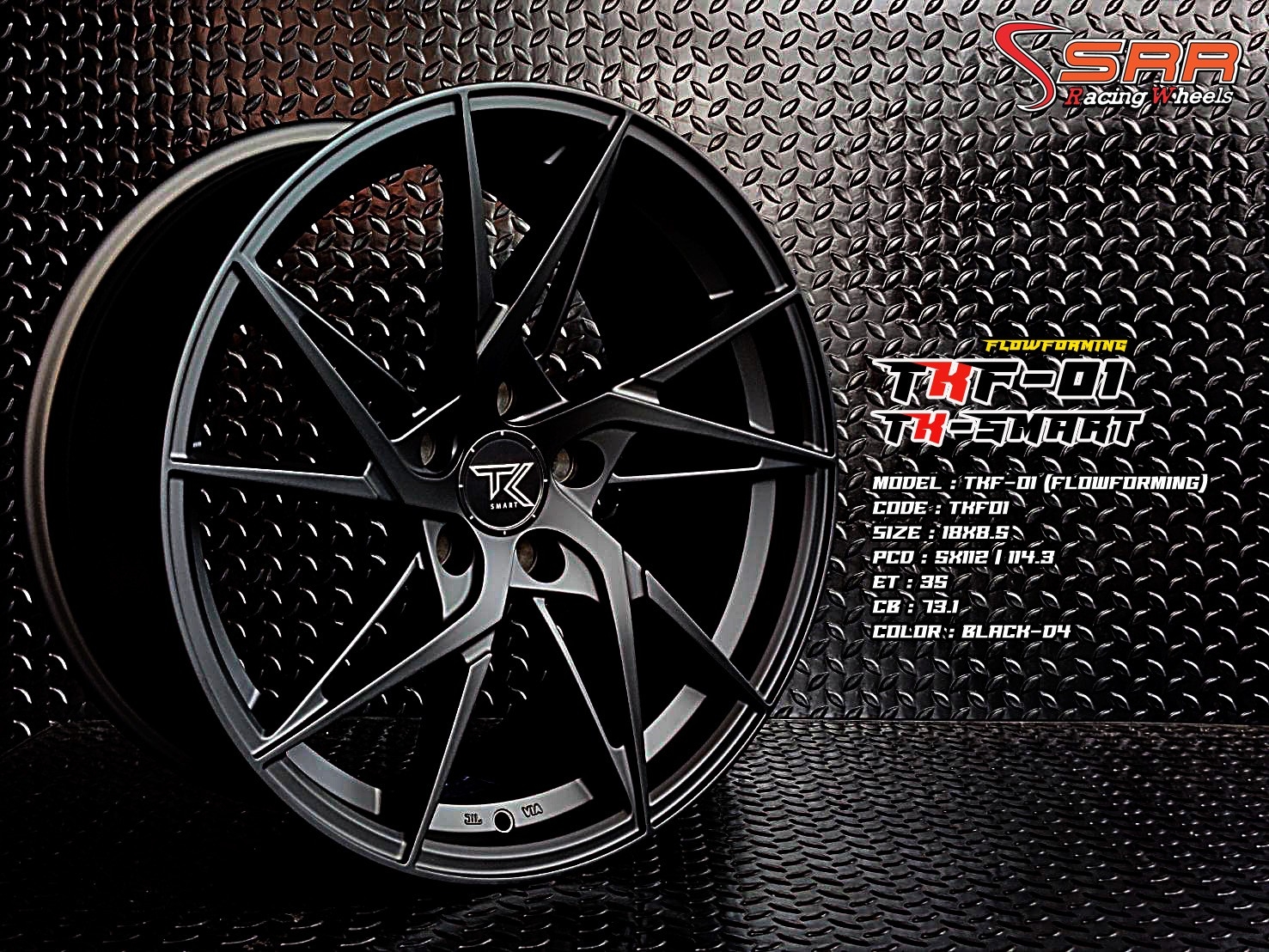 TKF-01 FLOW FORMING ขอบ18 5H112/114.3 ET35 BLACK-D4