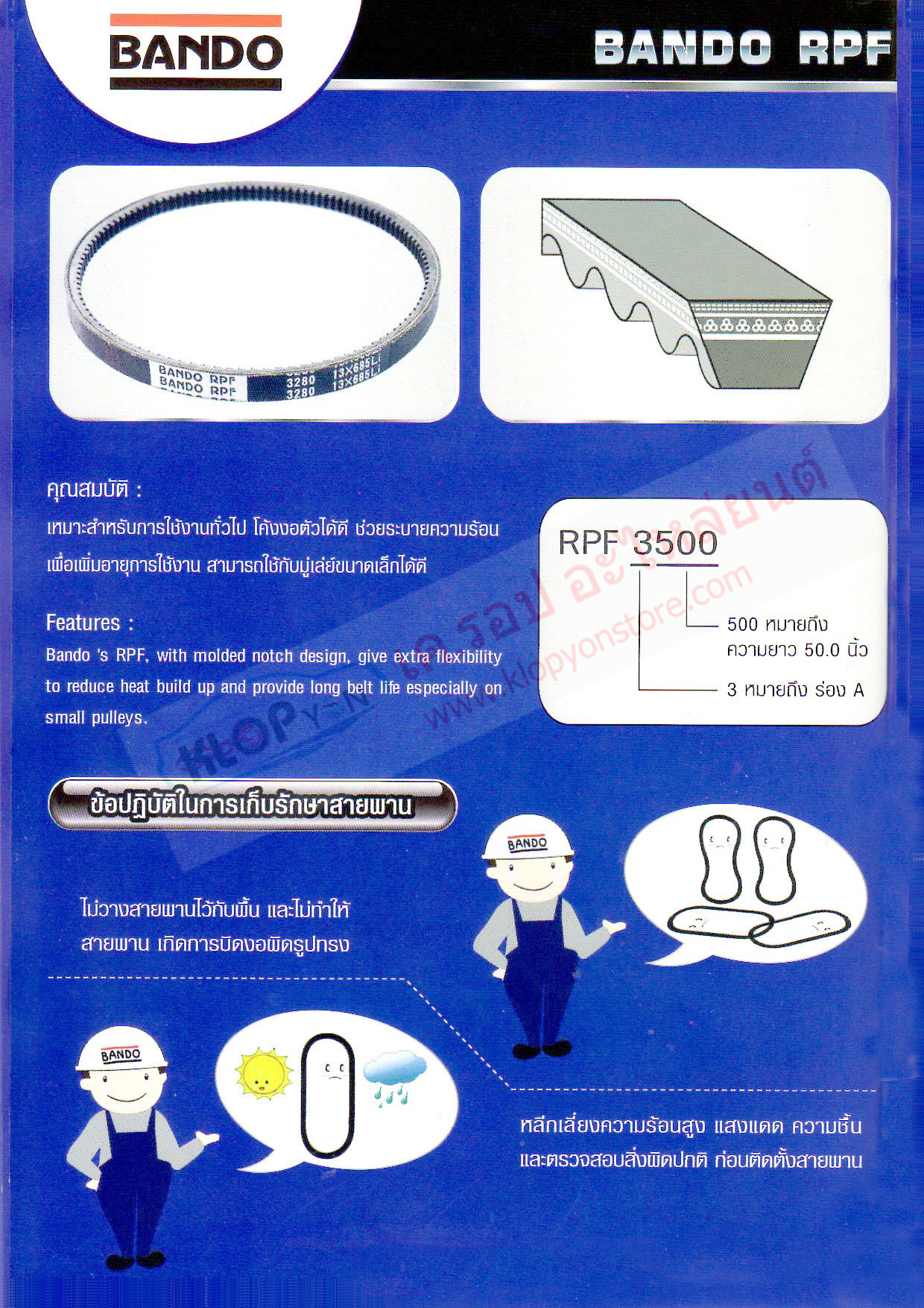 (เบอร์-ขนาด สายพานรถยนต์ Bando) RPF